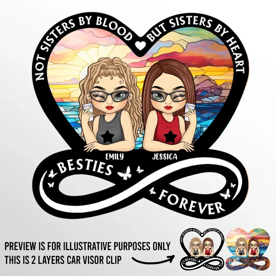 Not Sisters By Blood But Sisters By Heart - Bestie Personalized Custom Car Visor Clip - Gift For Best Friends, BFF, Sisters 2 Not Sisters By Blood But Sisters By Heart - Bestie Personalized Custom Car Visor Clip - Gift For Best Friends, BFF, Sisters - Image 2