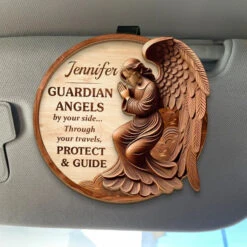 Guardian Angels By Your Side - Family Personalized Custom Car Visor Clip - Gift For Son, Daughter, Grandson, Granddaughter