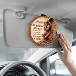 Guardian Angels By Your Side - Family Personalized Custom Car Visor Clip - Gift For Son, Daughter, Grandson, Granddaughter -Pawfect House Sale 67624390237f8