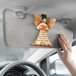 Never Drive Faster Than Your Guardian Angel Can Fly - Family Personalized Custom Car Visor Clip - Gift For Daughter, Son -Pawfect House Sale 676282701801f