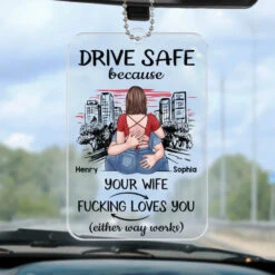 Be Careful On Your Journey - Couple Personalized Custom Car Ornament - Acrylic Custom Shaped - Gift For Husband Wife, Anniversary