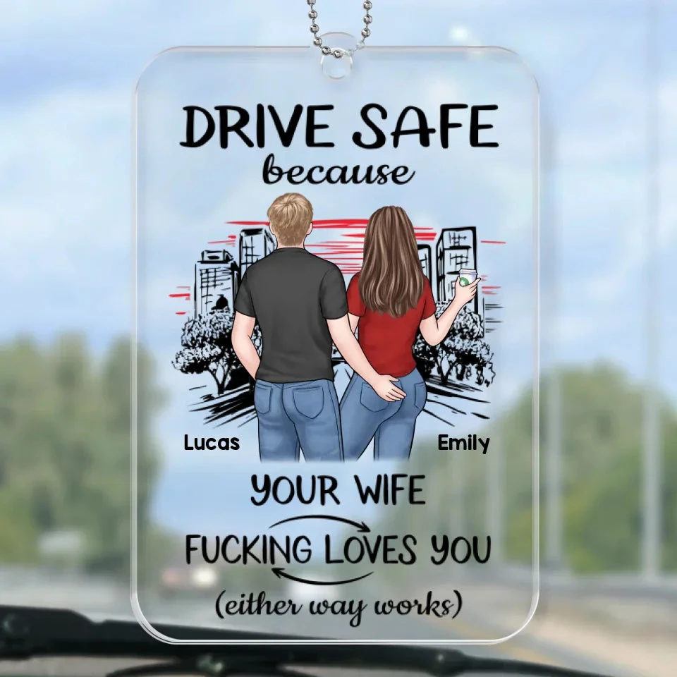 Take Care And Come Back Safe - Couple Personalized Custom Car Ornament - Acrylic Custom Shaped - Gift For Husband Wife, Anniversary 2 Take Care And Come Back Safe - Couple Personalized Custom Car Ornament - Acrylic Custom Shaped - Gift For Husband Wife, Anniversary - Image 2