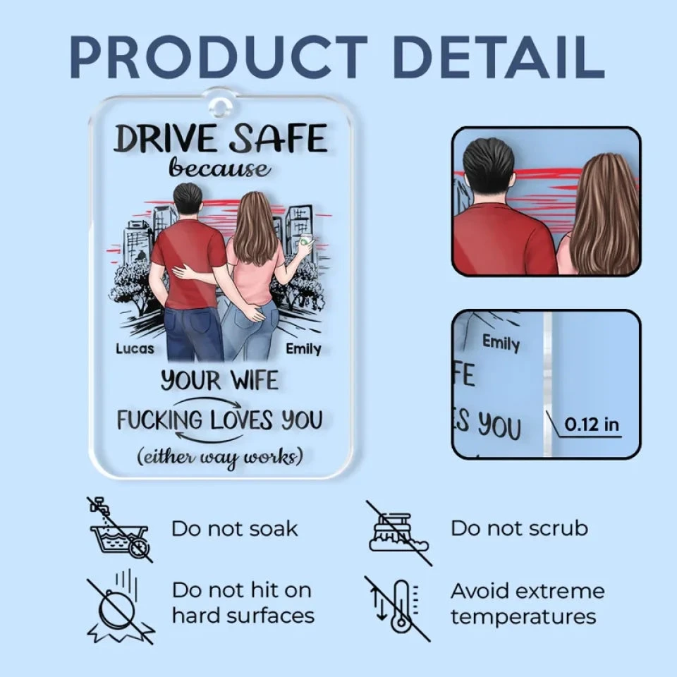 Take Care And Come Back Safe - Couple Personalized Custom Car Ornament - Acrylic Custom Shaped - Gift For Husband Wife, Anniversary 5 Take Care And Come Back Safe - Couple Personalized Custom Car Ornament - Acrylic Custom Shaped - Gift For Husband Wife, Anniversary - Image 5