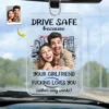 Custom Photo Keep Safe On The Road - Couple Personalized Custom Car Ornament - Acrylic Custom Shaped - Gift For Husband Wife, Anniversary