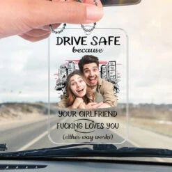 Custom Photo Keep Safe On The Road - Couple Personalized Custom Car Ornament - Acrylic Custom Shaped - Gift For Husband Wife, Anniversary -Pawfect House Sale 6764de2f4c65b