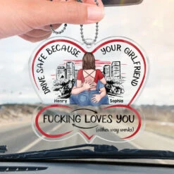 Drive Carefully, My Handsome Friend - Couple Personalized Custom Car Ornament - Acrylic Custom Shaped - Gift For Husband Wife, Anniversary -Pawfect House Sale 6764e31650afc