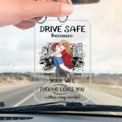 Take Care While You’re On The Road - Couple Personalized Custom Car Ornament - Acrylic Custom Shaped - Gift For Husband Wife, Anniversary -Pawfect House Sale 6764f512a7d83