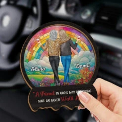 Friends Make Life Brighter And Hearts Lighter - Bestie Personalized Custom Car Visor Clip - Gift For Best Friends, BFF, Sisters -Pawfect House Sale 67651455794ba