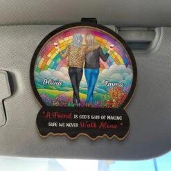 Friends Make Life Brighter And Hearts Lighter - Bestie Personalized Custom Car Visor Clip - Gift For Best Friends, BFF, Sisters