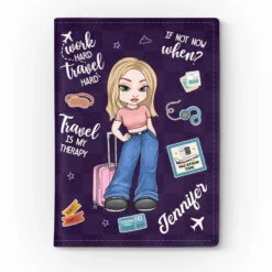 Work Hard Travel Hard - Travel Personalized Custom Passport Cover, Passport Holder - Holiday Vacation Gift, Gift For Adventure Travel Lovers -Pawfect House Sale 67652295e05b2