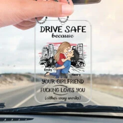 Take Care On The Road, You Mean The World To Me - Couple Personalized Custom Car Ornament - Acrylic Custom Shaped - Gift For Husband Wife, Anniversary -Pawfect House Sale 6768c193d82fb