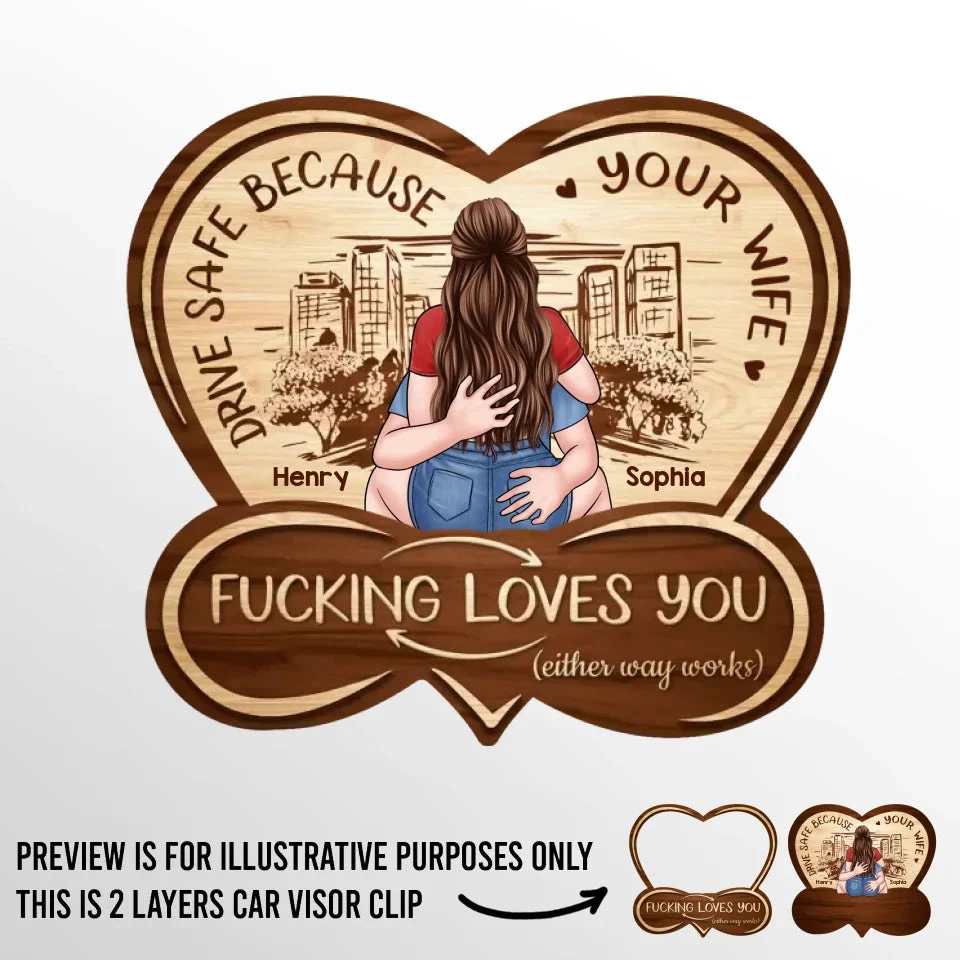 Take Care On The Road, My Heart - Couple Personalized Custom Car Visor Clip - Gift For Husband Wife, Anniversary 2 Take Care On The Road, My Heart - Couple Personalized Custom Car Visor Clip - Gift For Husband Wife, Anniversary - Image 2