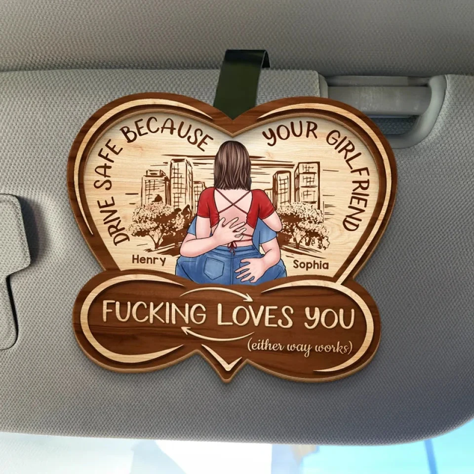 Take Care On The Road, My Heart - Couple Personalized Custom Car Visor Clip - Gift For Husband Wife, Anniversary 1 Take Care On The Road, My Heart - Couple Personalized Custom Car Visor Clip - Gift For Husband Wife, Anniversary