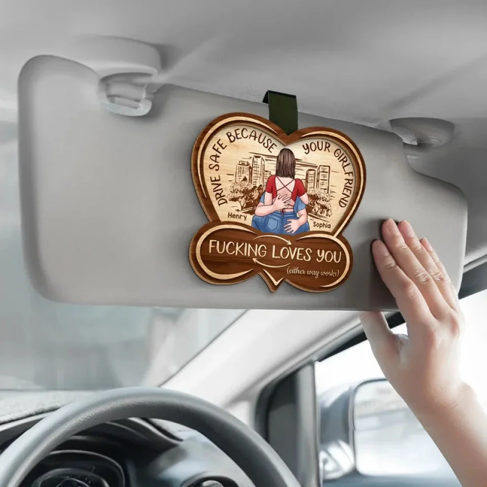 Take Care On The Road, My Heart - Couple Personalized Custom Car Visor Clip - Gift For Husband Wife, Anniversary 4 Take Care On The Road, My Heart - Couple Personalized Custom Car Visor Clip - Gift For Husband Wife, Anniversary - Image 4