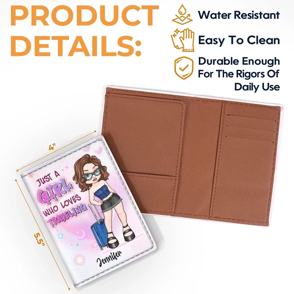 Just A Girl Who Loves Traveling - Travel Personalized Custom Passport Cover, Passport Holder - Holiday Vacation Gift, Gift For Adventure Travel Lovers 4 Just A Girl Who Loves Traveling - Travel Personalized Custom Passport Cover, Passport Holder - Holiday Vacation Gift, Gift For Adventure Travel Lovers - Image 4