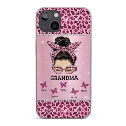 A Grandmother's Love Is Forever And Always - Family Personalized Custom Faux Jewelry Effect Printed Clear Phone Case - Gift For Mom, Grandma