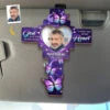 Custom Photo Forever In Our Hearts, Lighting Our Way - Memorial Personalized Custom Car Visor Clip - Sympathy Gift For Family Members