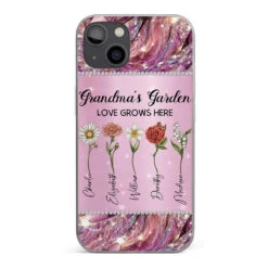 Grandma’s Love Doesn’t Grow Old, It Grows Deeper - Family Personalized Custom Faux Jewelry Effect Printed Clear Phone Case - Gift For Mom, Grandma