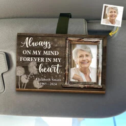 Custom Photo Forever In Our Hearts, You Will Remain - Memorial Personalized Custom Car Visor Clip - Sympathy Gift For Family Members