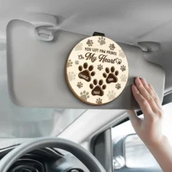 You Left Paw Prints On My Heart - Memorial Personalized Custom Car Visor Clip - Sympathy Gift For Pet Owners, Pet Lovers -Pawfect House Sale 67764d9aa4cf5