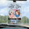 Keep Calm And Drive Safely - Family Personalized Custom Car Ornament - Acrylic Custom Shaped - Gift For Daughter, Son