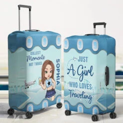 Travel Far, Live Fully - Travel Personalized Custom Luggage Cover - Summer Vacation Gift, Gift For Adventure Travel Lovers -Pawfect House Sale 677cdc5096f2f