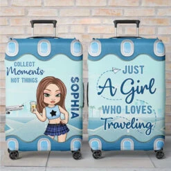 Travel Far, Live Fully - Travel Personalized Custom Luggage Cover - Summer Vacation Gift, Gift For Adventure Travel Lovers