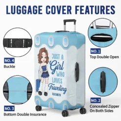 Travel More, Worry Less - Travel Personalized Custom Luggage Cover - Summer Vacation Gift, Gift For Adventure Travel Lovers -Pawfect House Sale 677ce3591c380