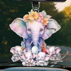 Grandma’s Love Stands Tall And Unwavering, Just Like An Elephant - Family Personalized Custom Car Ornament - Acrylic Custom Shaped - Gift For Mom, Grandma