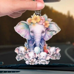 Grandma’s Love Stands Tall And Unwavering, Just Like An Elephant - Family Personalized Custom Car Ornament - Acrylic Custom Shaped - Gift For Mom, Grandma -Pawfect House Sale 677f57c8dc72c