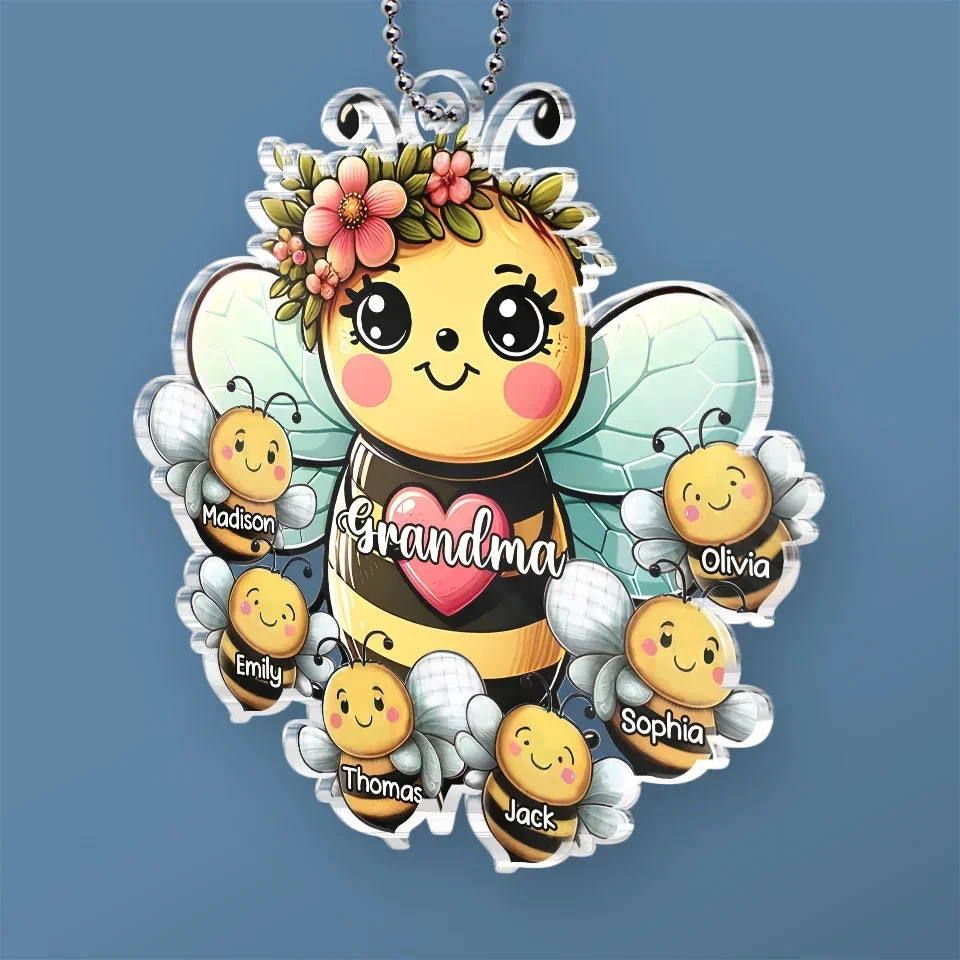 Like A Bee, Grandma Fills Our Lives With Sweetness - Family Personalized Custom Car Ornament - Acrylic Custom Shaped - Gift For Mom, Grandma 3 Like A Bee, Grandma Fills Our Lives With Sweetness - Family Personalized Custom Car Ornament - Acrylic Custom Shaped - Gift For Mom, Grandma - Image 3