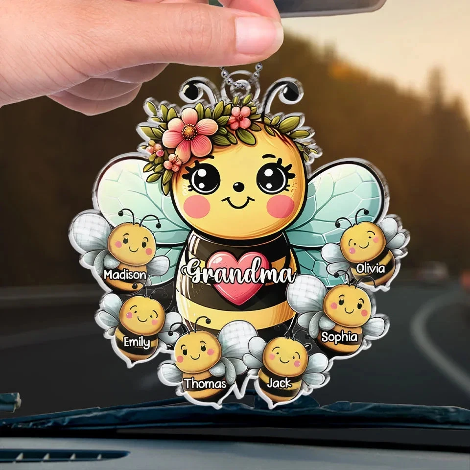 Like A Bee, Grandma Fills Our Lives With Sweetness - Family Personalized Custom Car Ornament - Acrylic Custom Shaped - Gift For Mom, Grandma 4 Like A Bee, Grandma Fills Our Lives With Sweetness - Family Personalized Custom Car Ornament - Acrylic Custom Shaped - Gift For Mom, Grandma - Image 4