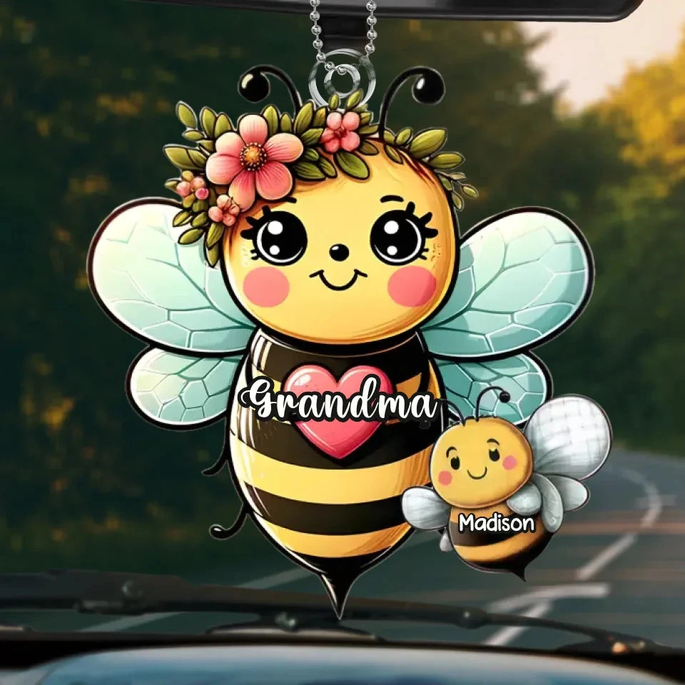 Like A Bee, Grandma Fills Our Lives With Sweetness - Family Personalized Custom Car Ornament - Acrylic Custom Shaped - Gift For Mom, Grandma 2 Like A Bee, Grandma Fills Our Lives With Sweetness - Family Personalized Custom Car Ornament - Acrylic Custom Shaped - Gift For Mom, Grandma - Image 2
