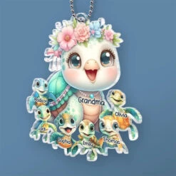 In Life’s Ocean, Mommy Is Our Turtle - Family Personalized Custom Car Ornament - Acrylic Custom Shaped - Gift For Mom, Grandma -Pawfect House Sale 677f7e1b7ffff