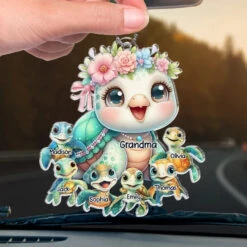 In Life’s Ocean, Mommy Is Our Turtle - Family Personalized Custom Car Ornament - Acrylic Custom Shaped - Gift For Mom, Grandma -Pawfect House Sale 677f7e1fe45e0