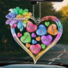 A Grandma’s Heart Is Where The Most Beautiful Flowers Grow - Family Personalized Custom Car Ornament - Acrylic Custom Shaped - Gift For Mom, Grandma