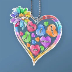 A Grandma’s Heart Is Where The Most Beautiful Flowers Grow - Family Personalized Custom Car Ornament - Acrylic Custom Shaped - Gift For Mom, Grandma -Pawfect House Sale 677f87638e450