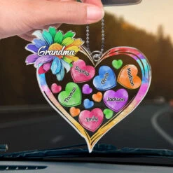 A Grandma’s Heart Is Where The Most Beautiful Flowers Grow - Family Personalized Custom Car Ornament - Acrylic Custom Shaped - Gift For Mom, Grandma -Pawfect House Sale 677f8768d20ce
