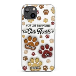 Your Paw Prints Remain On Our Soul - Memorial Personalized Custom 3D Inflated Effect Printed Clear Phone Case - Sympathy Gift For Pet Owners, Pet Lovers