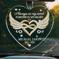 In Our Memories, You Live On - Memorial Personalized Custom Car Ornament - Acrylic Custom Shaped - Sympathy Gift For Family Members