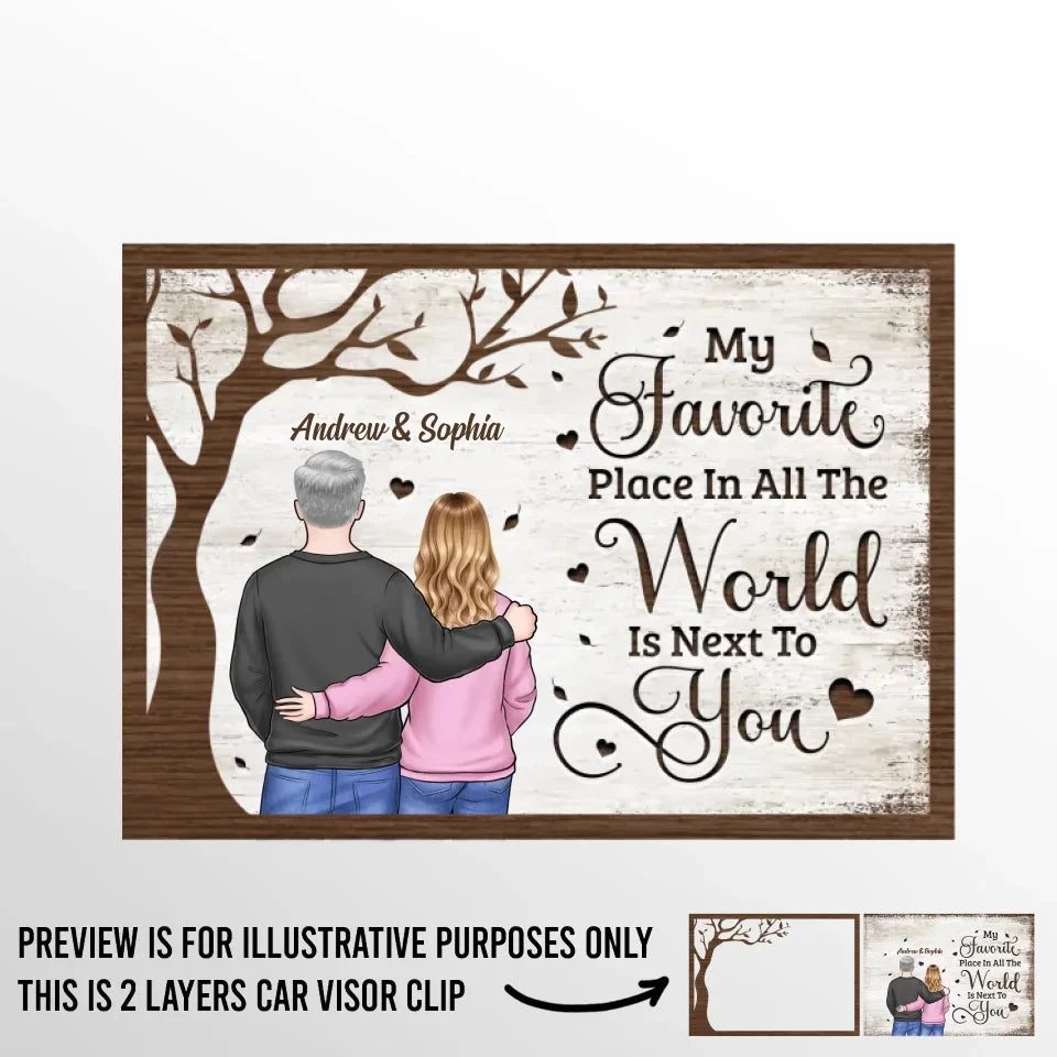 Together Is My Favorite Place To Be - Couple Personalized Custom Car Visor Clip - Gift For Husband Wife, Anniversary 2 Together Is My Favorite Place To Be - Couple Personalized Custom Car Visor Clip - Gift For Husband Wife, Anniversary - Image 2