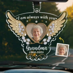 Custom Photo Always In My Thoughts - Memorial Personalized Custom Car Ornament - Acrylic Custom Shaped - Sympathy Gift For Family Members