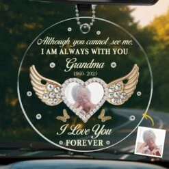 Custom Photo I Love You Forever - Memorial Personalized Custom Car Ornament - Acrylic Custom Shaped - Sympathy Gift For Family Members