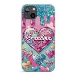 A Grandmother’s Heart Holds Forever Love - Family Personalized Custom 3D Inflated Effect Printed Clear Phone Case - Gift For Mom, Grandma