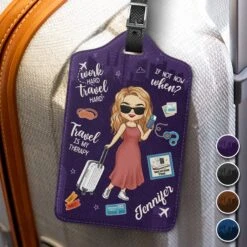 Work Hard, Travel Harder - Travel Personalized Custom Luggage Tag - Holiday Vacation Gift, Gift For Adventure Travel Lovers -Pawfect House Sale 67906ffe33eeb