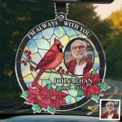 Custom Photo The Love Remains, Though You Are Gone - Memorial Personalized Custom Car Ornament - Acrylic Custom Shaped - Sympathy Gift For Family Members