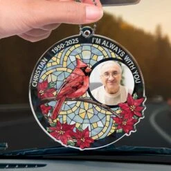 Custom Photo Time May Pass, But Love Remains - Memorial Personalized Custom Car Ornament - Acrylic Custom Shaped - Sympathy Gift For Family Members -Pawfect House Sale 679084c872fba