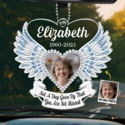 Custom Photo Miss You Everyday - Memorial Personalized Custom Car Ornament - Acrylic Custom Shaped - Sympathy Gift For Family Members