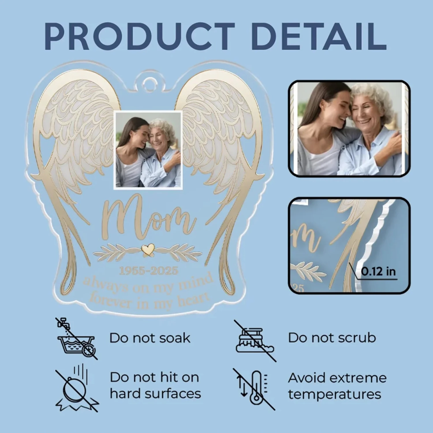 Custom Photo You’re Gone But Never Forgotten, Always On My Mind - Memorial Personalized Custom Car Ornament - Acrylic Custom Shaped - Sympathy Gift For Family Members 5 Custom Photo You’re Gone But Never Forgotten, Always On My Mind - Memorial Personalized Custom Car Ornament - Acrylic Custom Shaped - Sympathy Gift For Family Members - Image 5