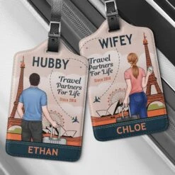 Our Love Takes Us Everywhere - Travel Personalized Custom Combo 2 Luggage Tags - Holiday Vacation Gift, Gift For Adventure Travel Lovers, Husband Wife, Anniversary